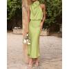 imageBTFBM Women Sleeveless Cocktail Dresses Fall Mock Neck Keyhole Elastic High Waist Evening Party Maxi Wedding Guest DressTender Green