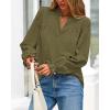 imageBTFBM Women Fall Tops 2025 Boho Solid V Neck Fashion Casual Long Sleeve Button Down Blouses Dressy ShirtsArmy Green