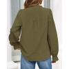 imageBTFBM Women Fall Tops 2025 Boho Solid V Neck Fashion Casual Long Sleeve Button Down Blouses Dressy ShirtsArmy Green