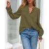 imageBTFBM Women Fall Tops 2025 Boho Solid V Neck Fashion Casual Long Sleeve Button Down Blouses Dressy ShirtsArmy Green