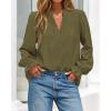 imageBTFBM Women Fall Tops 2025 Boho Solid V Neck Fashion Casual Long Sleeve Button Down Blouses Dressy ShirtsArmy Green