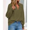 imageBTFBM Women Fall Tops 2025 Boho Solid V Neck Fashion Casual Long Sleeve Button Down Blouses Dressy ShirtsArmy Green