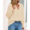imageBTFBM Women Fall Tops 2025 Boho Solid V Neck Fashion Casual Long Sleeve Button Down Blouses Dressy ShirtsBeige