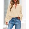 imageBTFBM Women Fall Tops 2025 Boho Solid V Neck Fashion Casual Long Sleeve Button Down Blouses Dressy ShirtsBeige