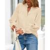 imageBTFBM Women Fall Tops 2025 Boho Solid V Neck Fashion Casual Long Sleeve Button Down Blouses Dressy ShirtsBeige