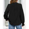 imageBTFBM Women Fall Tops 2025 Boho Solid V Neck Fashion Casual Long Sleeve Button Down Blouses Dressy ShirtsBlack