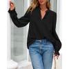 imageBTFBM Women Fall Tops 2025 Boho Solid V Neck Fashion Casual Long Sleeve Button Down Blouses Dressy ShirtsBlack