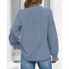 imageBTFBM Women Fall Tops 2025 Boho Solid V Neck Fashion Casual Long Sleeve Button Down Blouses Dressy ShirtsGrey Blue