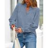 imageBTFBM Women Fall Tops 2025 Boho Solid V Neck Fashion Casual Long Sleeve Button Down Blouses Dressy ShirtsGrey Blue