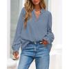 imageBTFBM Women Fall Tops 2025 Boho Solid V Neck Fashion Casual Long Sleeve Button Down Blouses Dressy ShirtsGrey Blue