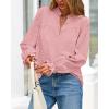imageBTFBM Women Fall Tops 2025 Boho Solid V Neck Fashion Casual Long Sleeve Button Down Blouses Dressy ShirtsPink