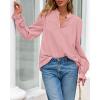 imageBTFBM Women Fall Tops 2025 Boho Solid V Neck Fashion Casual Long Sleeve Button Down Blouses Dressy ShirtsPink