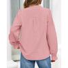 imageBTFBM Women Fall Tops 2025 Boho Solid V Neck Fashion Casual Long Sleeve Button Down Blouses Dressy ShirtsPink