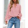 imageBTFBM Women Fall Tops 2025 Boho Solid V Neck Fashion Casual Long Sleeve Button Down Blouses Dressy ShirtsPink