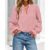 imageBTFBM Women Fall Tops 2025 Boho Solid V Neck Fashion Casual Long Sleeve Button Down Blouses Dressy ShirtsPink