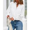 imageBTFBM Women Fall Tops 2025 Boho Solid V Neck Fashion Casual Long Sleeve Button Down Blouses Dressy ShirtsWhite