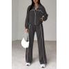 imageBTFBM Womens Two Piece Tracksuit Fall 2025 Long Sleeve Zip Up Sweatshirt Long Pants Outfits Jogger Sweatsuit SetsDark Grey