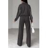 imageBTFBM Womens Two Piece Tracksuit Fall 2025 Long Sleeve Zip Up Sweatshirt Long Pants Outfits Jogger Sweatsuit SetsDark Grey