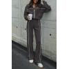 imageBTFBM Womens Two Piece Tracksuit Fall 2025 Long Sleeve Zip Up Sweatshirt Long Pants Outfits Jogger Sweatsuit SetsDark Grey