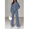 imageBTFBM Womens Two Piece Tracksuit Fall 2025 Long Sleeve Zip Up Sweatshirt Long Pants Outfits Jogger Sweatsuit SetsGrey Blue