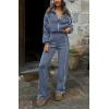 imageBTFBM Womens Two Piece Tracksuit Fall 2025 Long Sleeve Zip Up Sweatshirt Long Pants Outfits Jogger Sweatsuit SetsGrey Blue