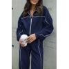 imageBTFBM Womens Two Piece Tracksuit Fall 2025 Long Sleeve Zip Up Sweatshirt Long Pants Outfits Jogger Sweatsuit SetsNavy Blue