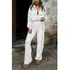 imageBTFBM Womens Two Piece Tracksuit Fall 2025 Long Sleeve Zip Up Sweatshirt Long Pants Outfits Jogger Sweatsuit SetsWhite