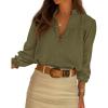imageBTFBM Women Fall Tops 2025 Boho Solid V Neck Fashion Casual Long Sleeve Button Down Blouses Dressy ShirtsArmy Green