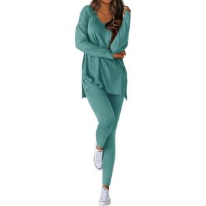 imageBTFBM Two Piece Sets For Women Fall Fashion 2025 Casual Lounge Matching Set Airport Travel Outfit Workout ClothingTurquoise