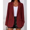 imageBTFBM Blazers for Women 2025 Fall Business Casual Clothes Open Front Oversized Winter Coats Work Office Suit JacketsBurgundy