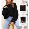 imageBTFBM Womens Oversized Sweater Crewneck 2025 Fall Winter Long Sleeve Fuzzy Warm Knit Pullover Sweaters Trendy OutfitsBlack