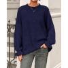 imageBTFBM Womens Oversized Sweater Crewneck 2025 Fall Winter Long Sleeve Fuzzy Warm Knit Pullover Sweaters Trendy OutfitsNavy