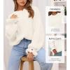 imageBTFBM Womens Oversized Sweater Crewneck 2025 Fall Winter Long Sleeve Fuzzy Warm Knit Pullover Sweaters Trendy OutfitsWhite