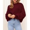 imageBTFBM Womens Oversized Sweater Crewneck 2025 Fall Winter Long Sleeve Fuzzy Warm Knit Pullover Sweaters Trendy OutfitsWine Red