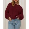 imageBTFBM Womens Oversized Sweater Crewneck 2025 Fall Winter Long Sleeve Fuzzy Warm Knit Pullover Sweaters Trendy OutfitsWine Red