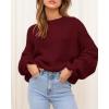 imageBTFBM Womens Oversized Sweater Crewneck 2025 Fall Winter Long Sleeve Fuzzy Warm Knit Pullover Sweaters Trendy OutfitsWine Red