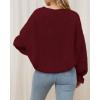 imageBTFBM Womens Oversized Sweater Crewneck 2025 Fall Winter Long Sleeve Fuzzy Warm Knit Pullover Sweaters Trendy OutfitsWine Red
