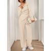 imageBTFBM Two Piece Sets For Women 2025 Asymmetrical Off Shoulder Wide Leg Pants Lounge Set Airport Outfits Fall ClothesBeige
