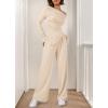 imageBTFBM Two Piece Sets For Women 2025 Asymmetrical Off Shoulder Wide Leg Pants Lounge Set Airport Outfits Fall ClothesBeige