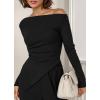 imageBTFBM Two Piece Sets For Women 2025 Asymmetrical Off Shoulder Wide Leg Pants Lounge Set Airport Outfits Fall ClothesBlack