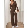 imageBTFBM Two Piece Sets For Women 2025 Asymmetrical Off Shoulder Wide Leg Pants Lounge Set Airport Outfits Fall ClothesBrown