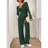 imageBTFBM Two Piece Sets For Women 2025 Asymmetrical Off Shoulder Wide Leg Pants Lounge Set Airport Outfits Fall ClothesDark Green
