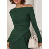 imageBTFBM Two Piece Sets For Women 2025 Asymmetrical Off Shoulder Wide Leg Pants Lounge Set Airport Outfits Fall ClothesDark Green