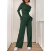 imageBTFBM Two Piece Sets For Women 2025 Asymmetrical Off Shoulder Wide Leg Pants Lounge Set Airport Outfits Fall ClothesDark Green