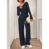 imageBTFBM Two Piece Sets For Women 2025 Asymmetrical Off Shoulder Wide Leg Pants Lounge Set Airport Outfits Fall ClothesDark Sea Blue