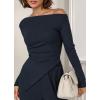 imageBTFBM Two Piece Sets For Women 2025 Asymmetrical Off Shoulder Wide Leg Pants Lounge Set Airport Outfits Fall ClothesDark Sea Blue