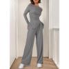 imageBTFBM Two Piece Sets For Women 2025 Asymmetrical Off Shoulder Wide Leg Pants Lounge Set Airport Outfits Fall ClothesGrey