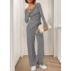imageBTFBM Two Piece Sets For Women 2025 Asymmetrical Off Shoulder Wide Leg Pants Lounge Set Airport Outfits Fall ClothesGrey
