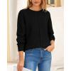 imageBTFBM Womens Loose Pullover Sweaters Fall Winter Clothes 2025 Crewneck Slouchy Sweater Long Sleeve Casual Knitted TopsBlack