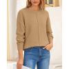 imageBTFBM Womens Loose Pullover Sweaters Fall Winter Clothes 2025 Crewneck Slouchy Sweater Long Sleeve Casual Knitted TopsKhaki